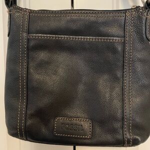 Fossil Black Leather Shoulder Bag